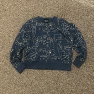 Nike Just Do It Women's All Over Print Crewneck Pull Over Sweatshirt Size S